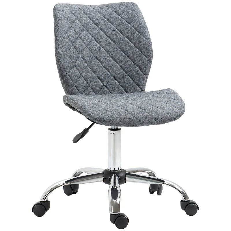 Grey Linen Fabric Swivel Desk Chair with Adjustable Height