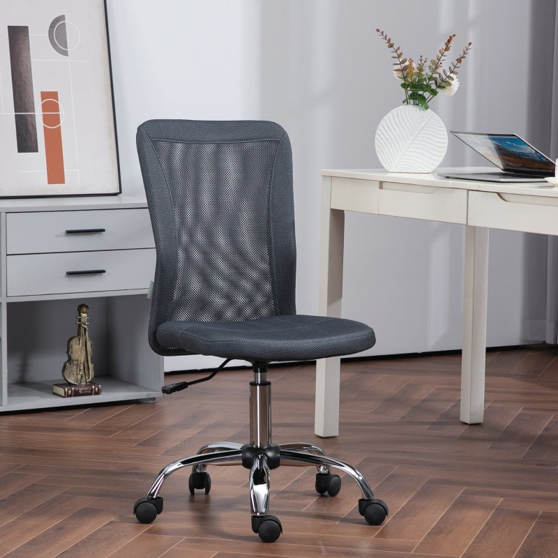 Dark Grey Mesh Office Chair with Adjustable Height and Swivel Wheels