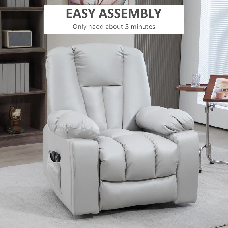 Light Grey Massage Recliner Chair with Heat and 8 Massage Points