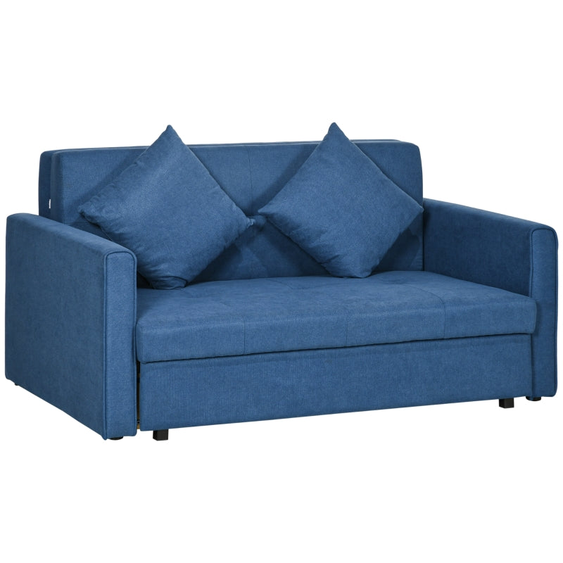 Deep Blue 2 Seater Convertible Sofa Bed with Storage