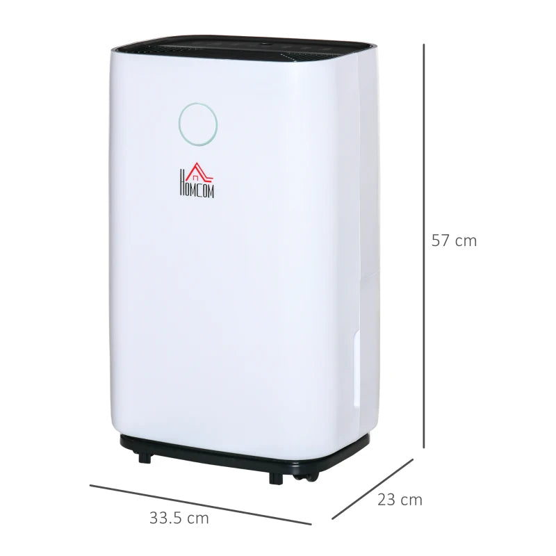 Compact 20L Home Dehumidifier - White LED Screen, Sleep Mode, 24H Timer