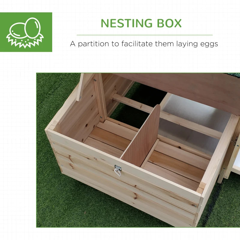 Wooden Chicken Coop with Nesting Box and Run - Outdoor Pet Cage