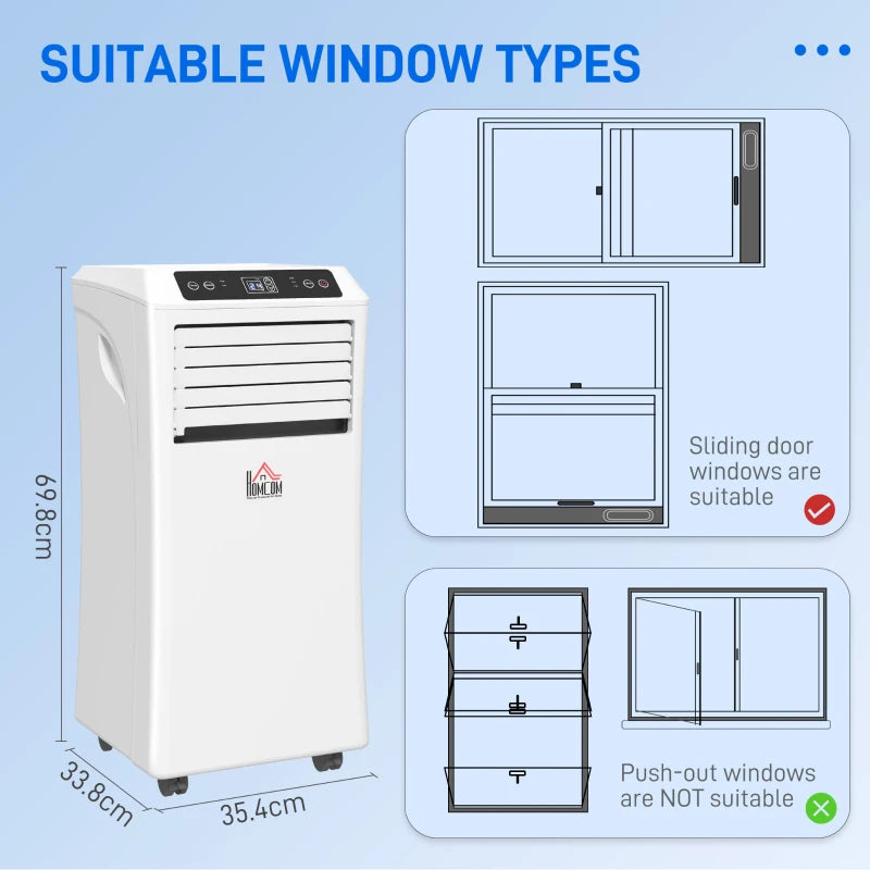 Portable 9000 BTU Air Conditioner - White, 3-in-1 Unit with Remote Control