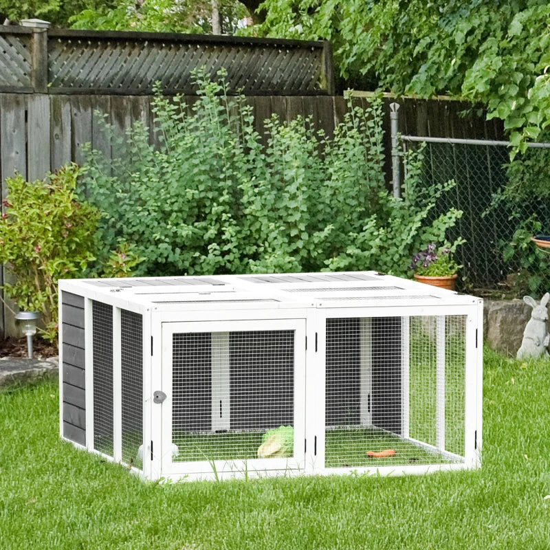 Grey 48 Inch Rabbit Hutch with Openable Roof