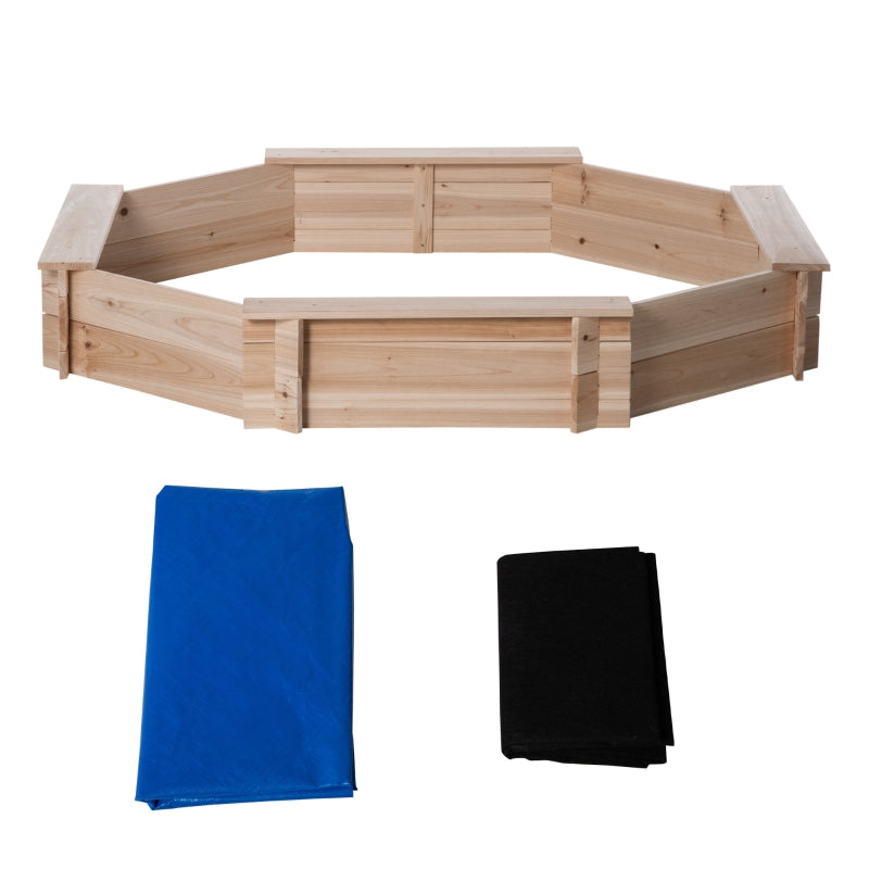 Wooden Sand Pit with Cover for Kids - Outdoor Sandbox Playset, Blue, 139.5 x 139.5 x 21.5 cm