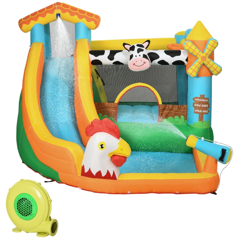 Farm Style Kids Inflatable Bouncy Castle with Slide & Pool - 3.5m