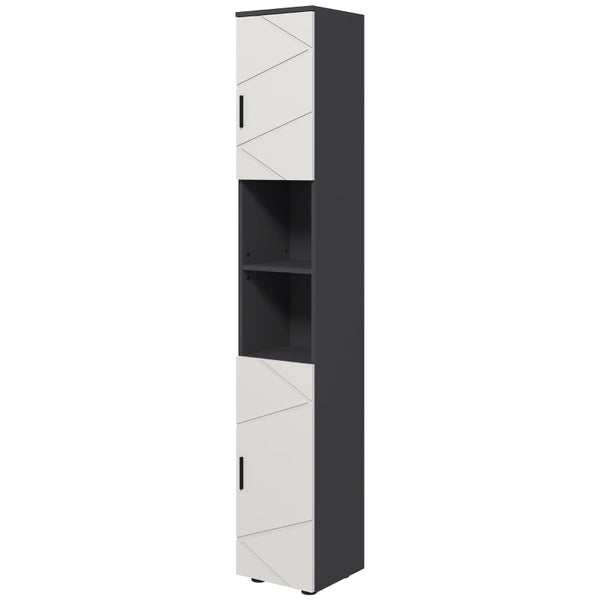 Grey Tall Bathroom Storage Cabinet with Open Shelves