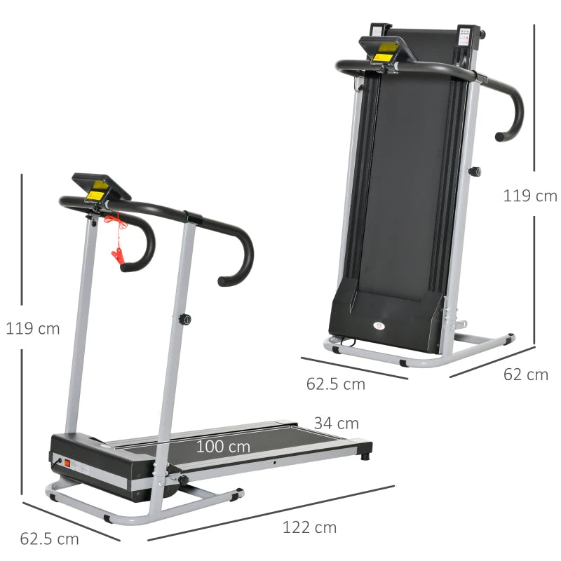 Portable Electric Treadmill, 500W, Black/Grey