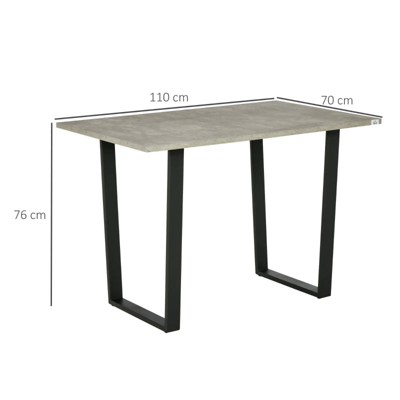 Light Grey Cement Effect Dining Table for 4, U-Shaped Metal Legs