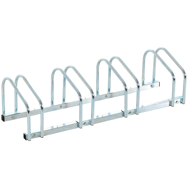 Silver Bike Storage Rack (4 Racks) - Floor/Wall Mount Bicycle Stand