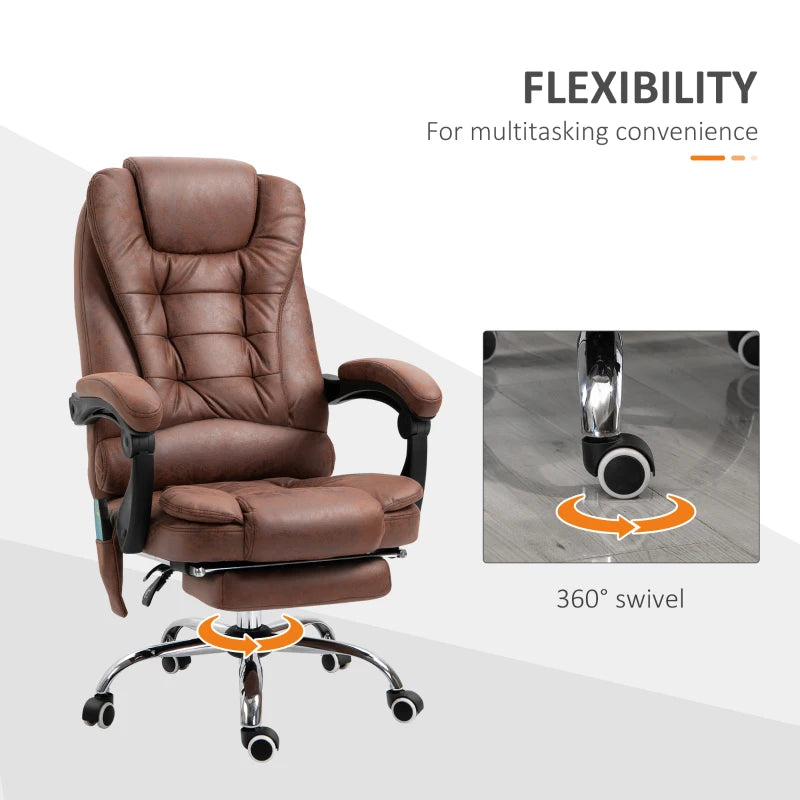 Brown Heated Massage Office Chair with Footrest