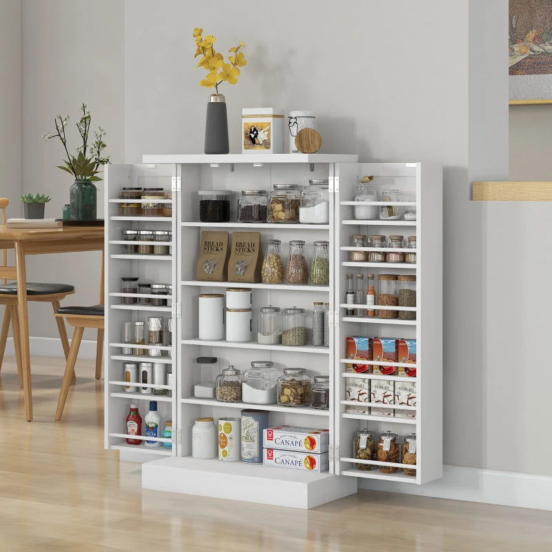 White Freestanding Kitchen Cupboard with Adjustable Shelves