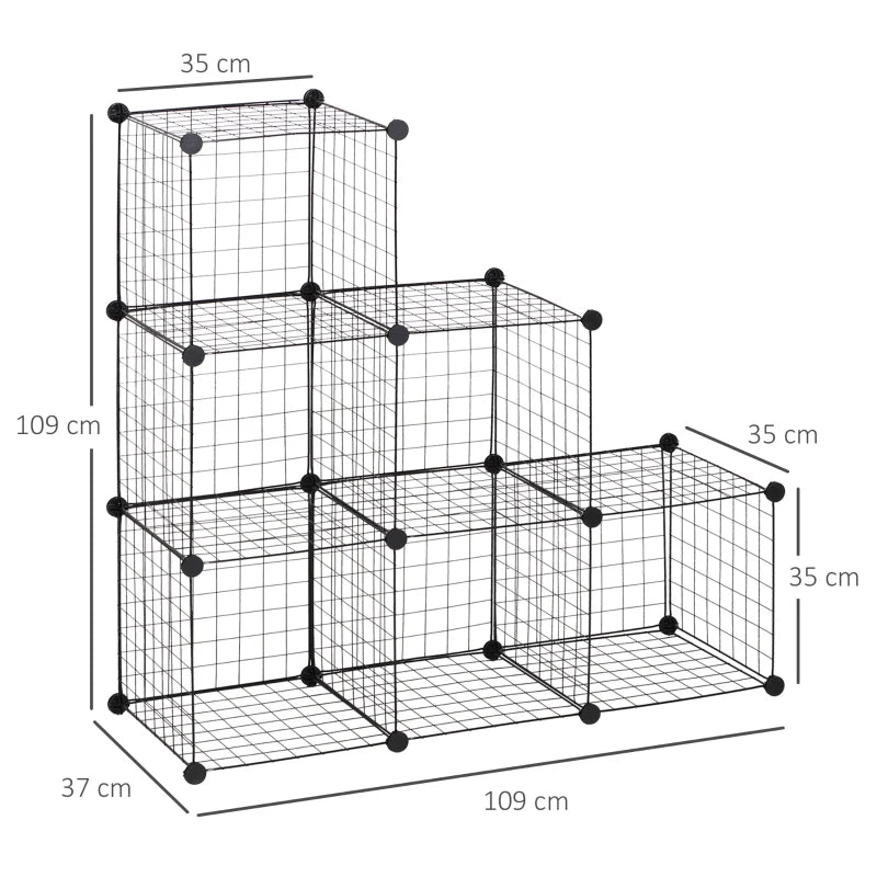 Black 6-Cube Metal Wire Storage Cabinet Organizer