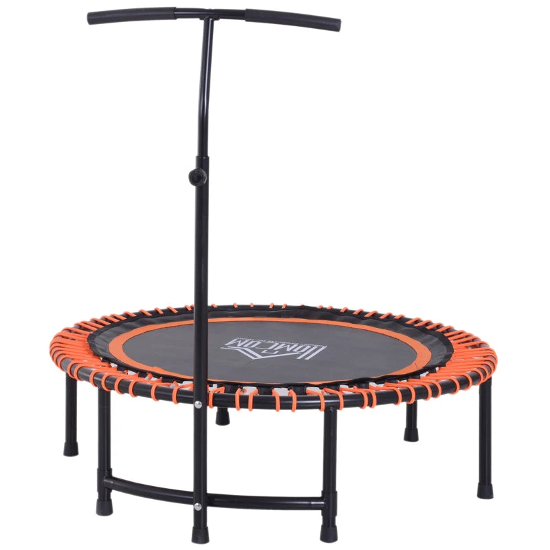 Mini Round Steel Frame Trampoline with Adjustable Handle - Black/Orange