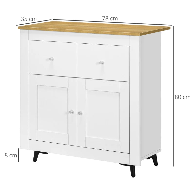 White Modern Sideboard Storage Cabinet with Double Doors and Drawers