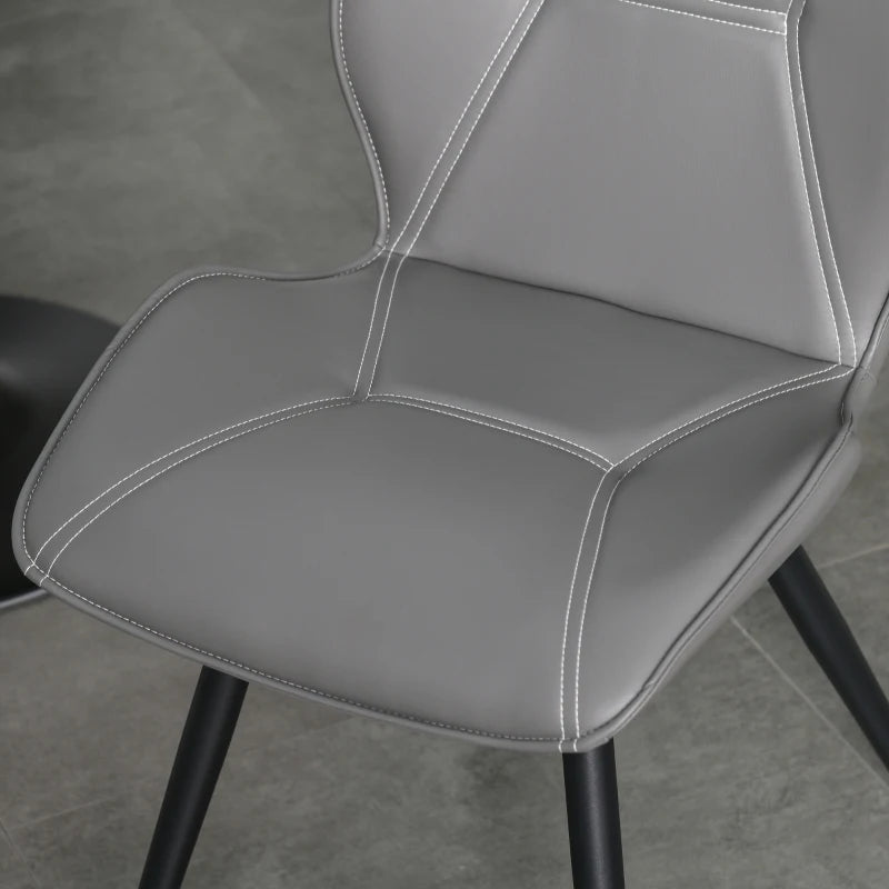 Grey PU Leather Racing-Style Dining Chairs Set of 2