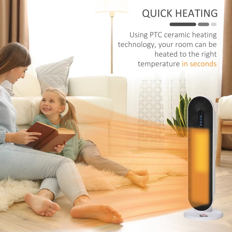 Ceramic Tower Heater with Remote Control - White, 1200W/2000W