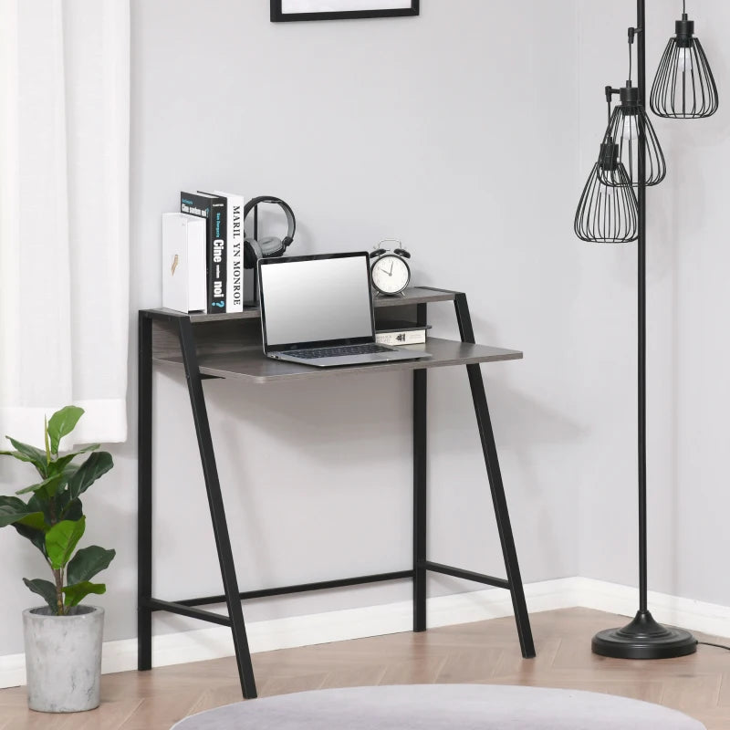 Grey Home Office Writing Desk with Storage Shelf 84x45cm