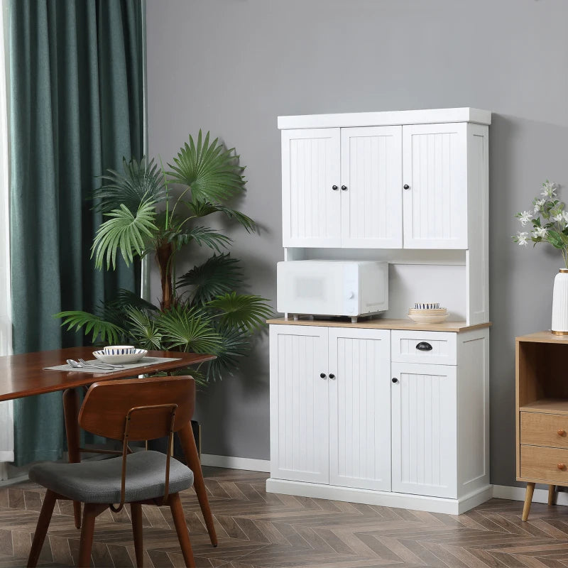 Modern White Kitchen Storage Cabinet with Countertop, Drawer, and Doors