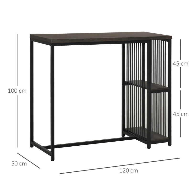 Industrial Bar Table with 2-Tier Storage Shelf - Black