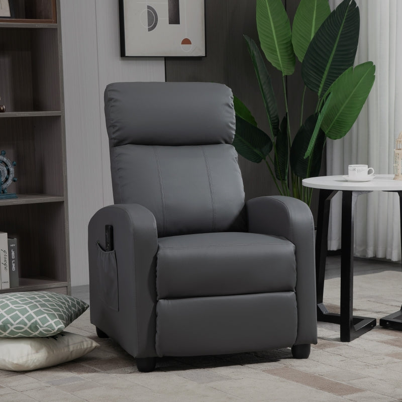 Grey Massage Recliner Armchair with Adjustable Leg Rest