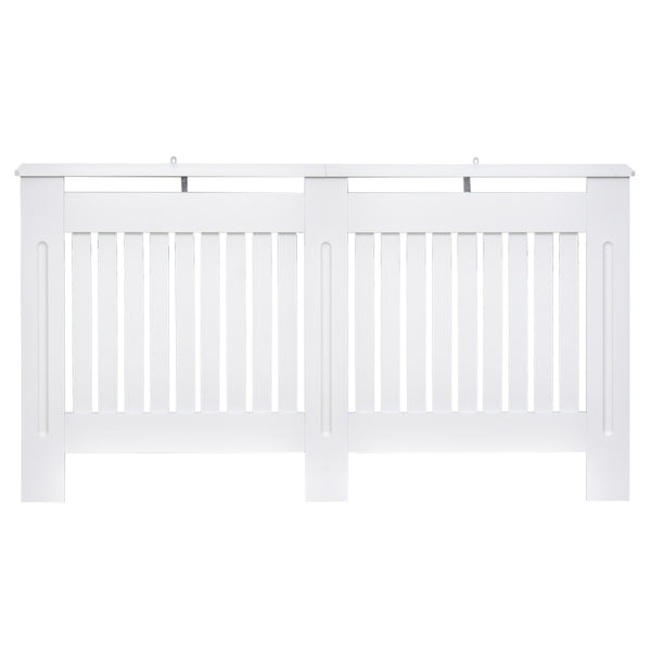 White Slatted Radiator Cover Cabinet with MDF Lined Grill (152 x 19 x 81 cm)