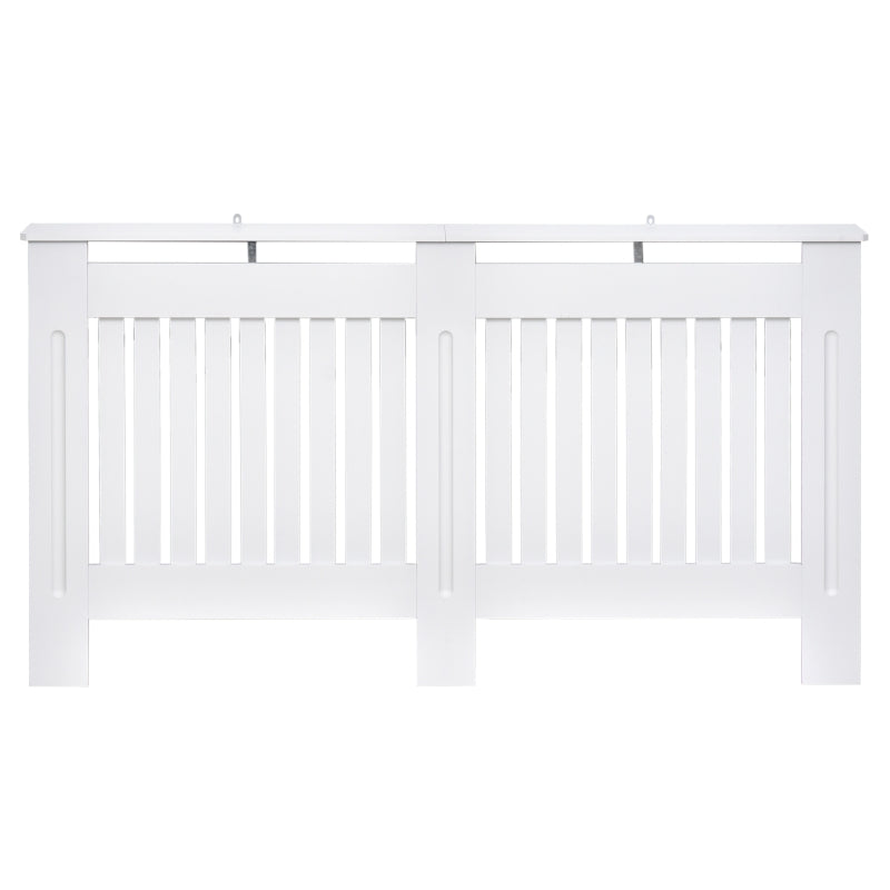 White Slatted Radiator Cover Cabinet with MDF Lined Grill (152 x 19 x 81 cm)