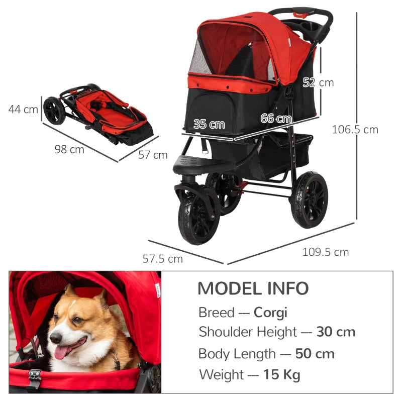 3-Wheel Pet Buggy Red/Black