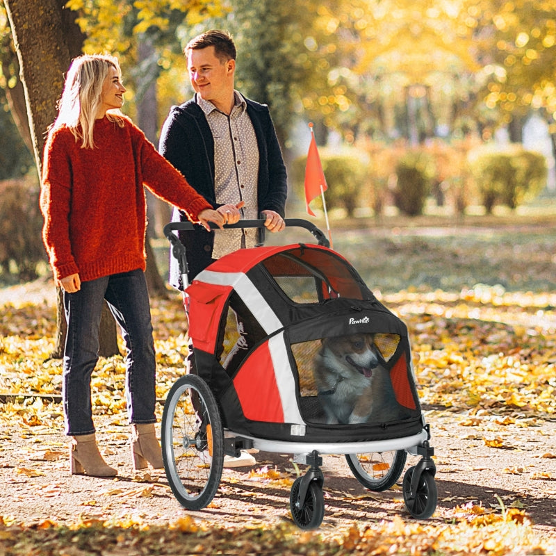 Red Dog Bike Trailer & Stroller Combo for Large Pets