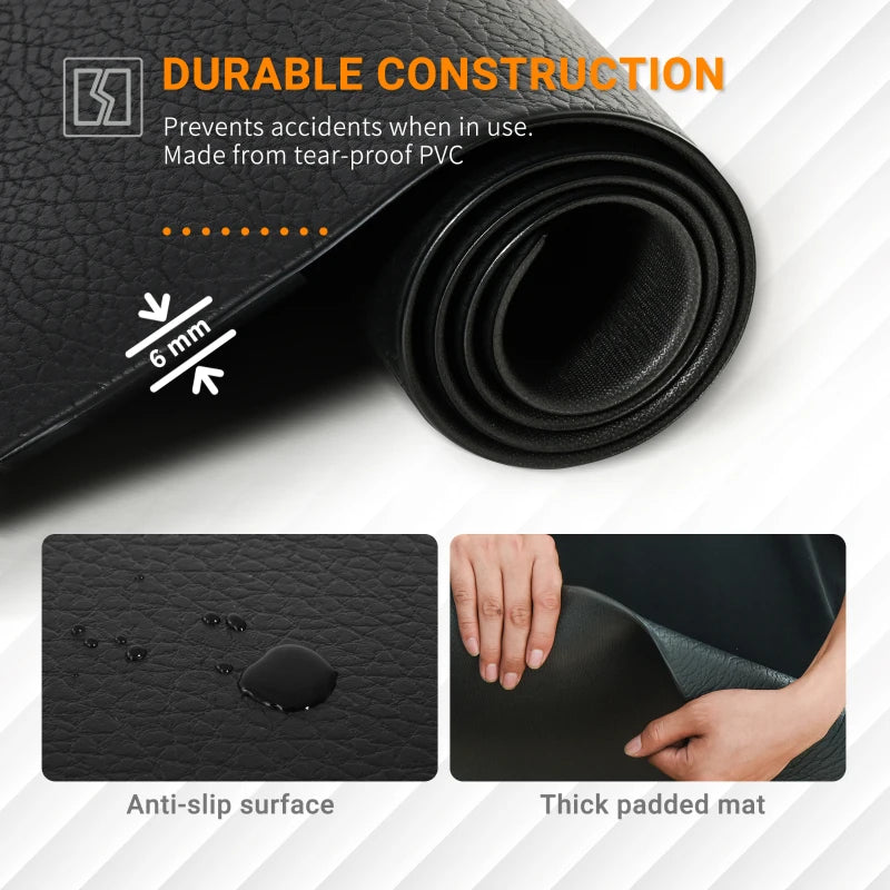 Non-Slip Black Exercise Equipment Mat 180 x 90cm