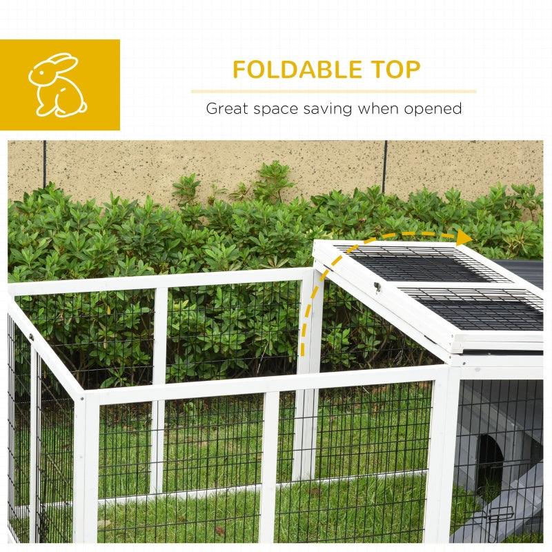 Grey Wooden Rabbit Run with Openable Roof and Ramp - 200L x 100W x 75H cm