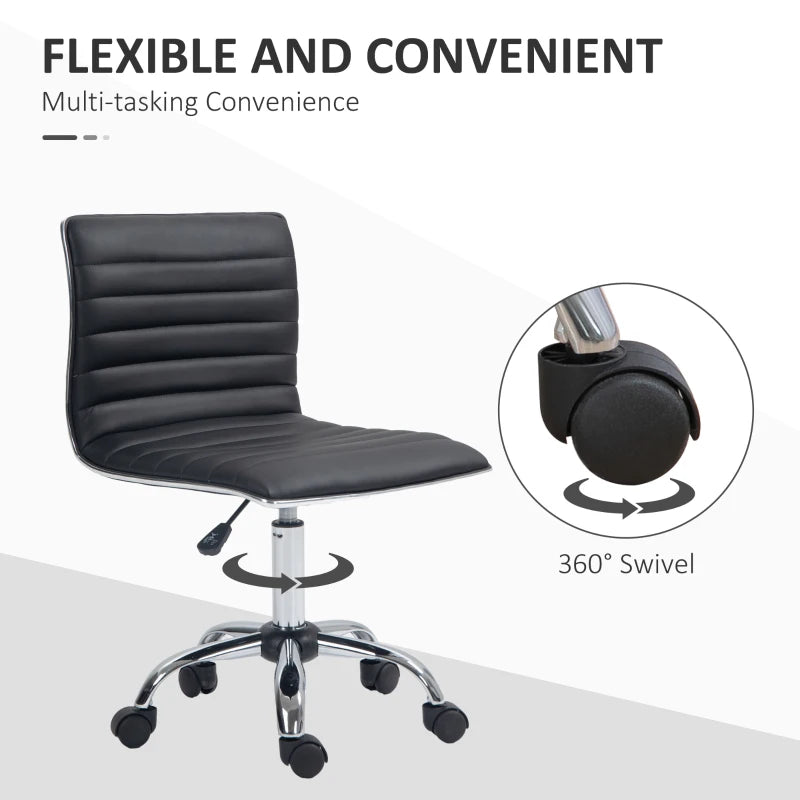 Black Mid-Back Swivel Office Chair with Armless Design