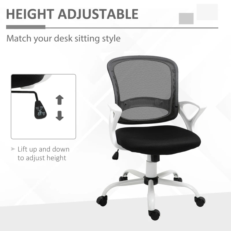 Black Mesh Office Chair with Lumbar Support & Adjustable Armrests