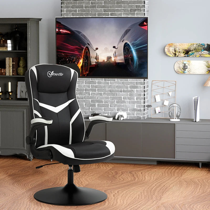 Black & White Ergonomic Gaming Chair with Adjustable Height