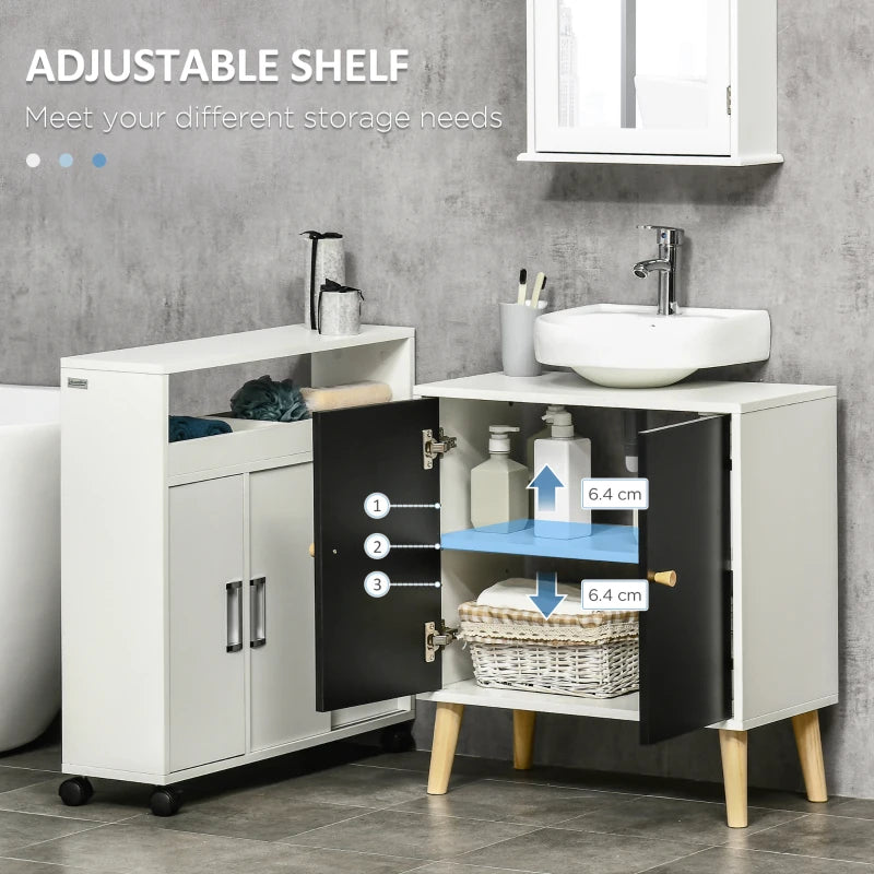 Modern Black and White Bathroom Sink Storage Cabinet