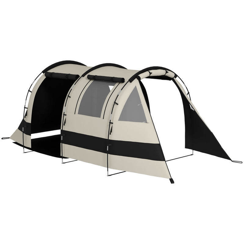 4-Person Double-Room Blackout Camping Tent Set - Khaki