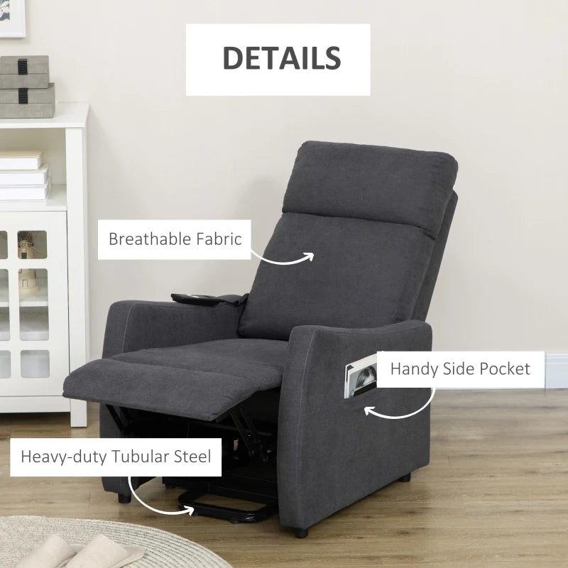 Grey Fabric Power Lift Recliner Chair for Elderly with Remote Control