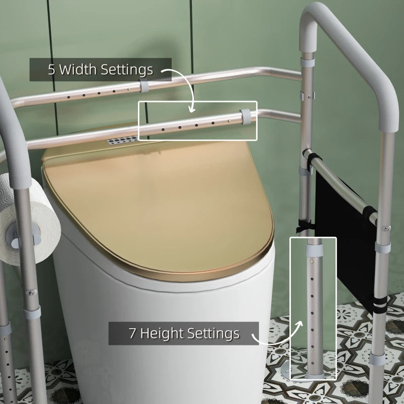 Adjustable Toilet Safety Frame with Arms, White, Elderly & Disabled Support