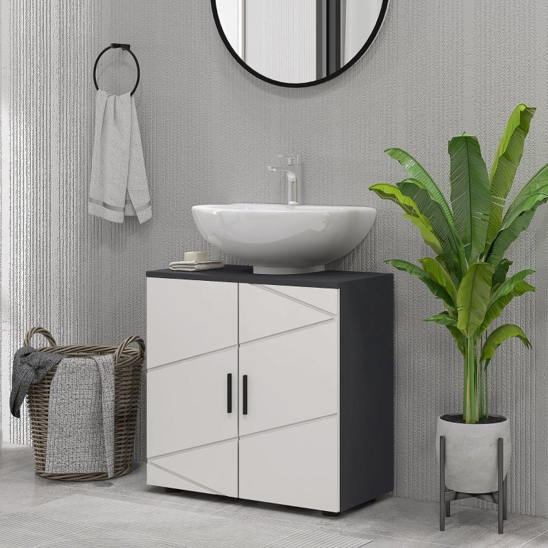 Light Grey Pedestal Sink Bathroom Cabinet with Adjustable Shelf