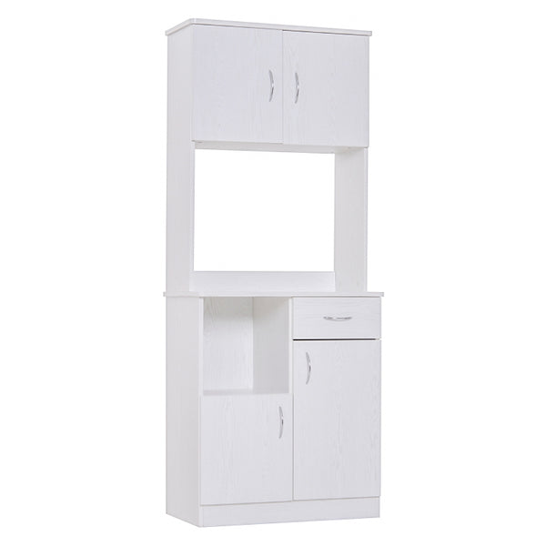 White Tall Kitchen Storage Cabinet with Doors and Shelves