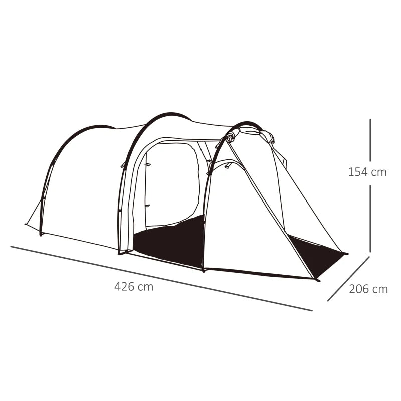 3-Person Blue Tunnel Camping Tent with Vestibule and Rainfly