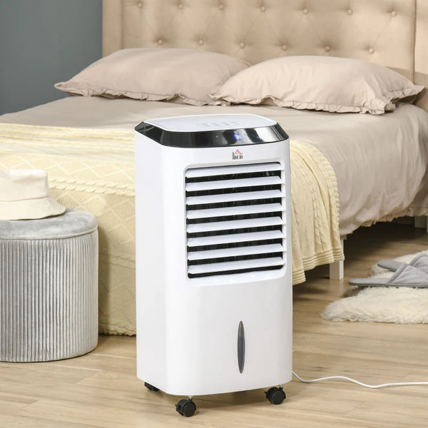 White Portable Evaporative Air Cooler with Anion Ice Cooling and Humidifier