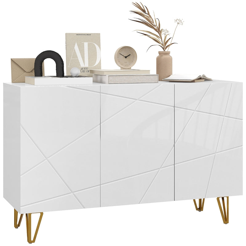 White High Gloss Sideboard with Hairpin Legs