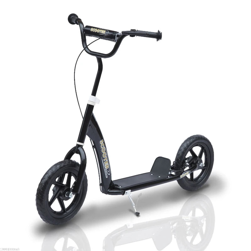 Black Teen Stunt Scooter with 12" EVA Tyres for Kids