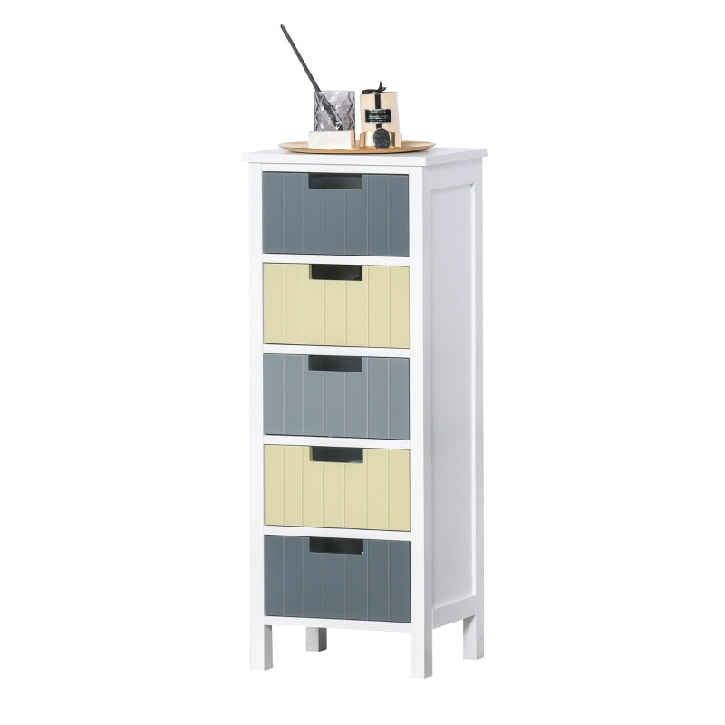 Modern 5-Drawer Tall Side Cabinet in Multi-Color
