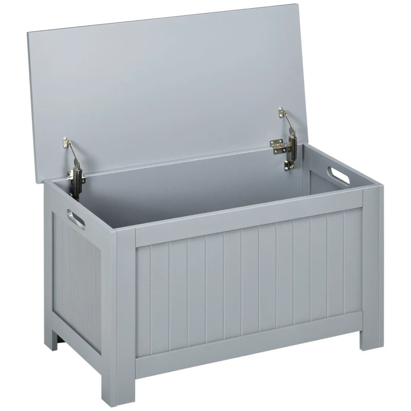 Grey Toy Chest Storage Box with Lid & Safety Hinges