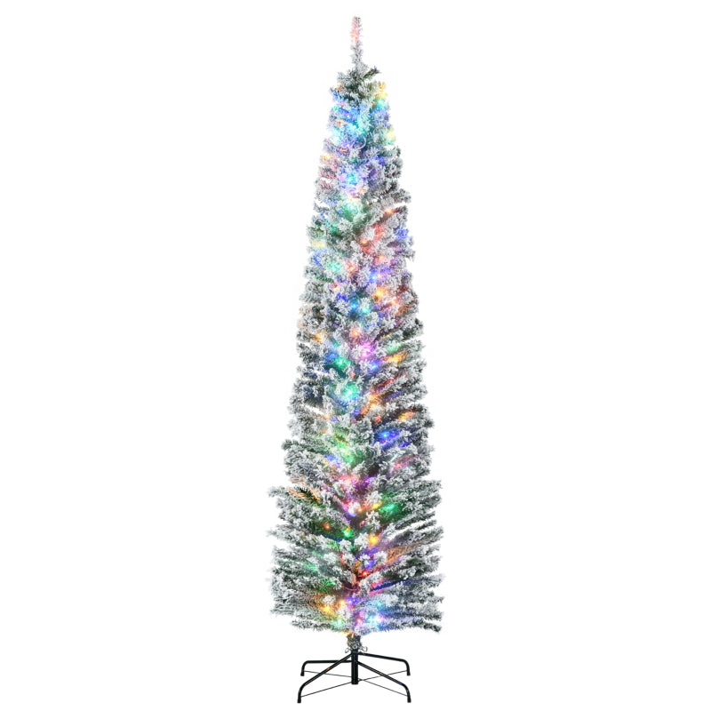 7.5' Pre-lit Flocked Christmas Tree with Warm White LED Lights, Berries, Pine Cones - Green