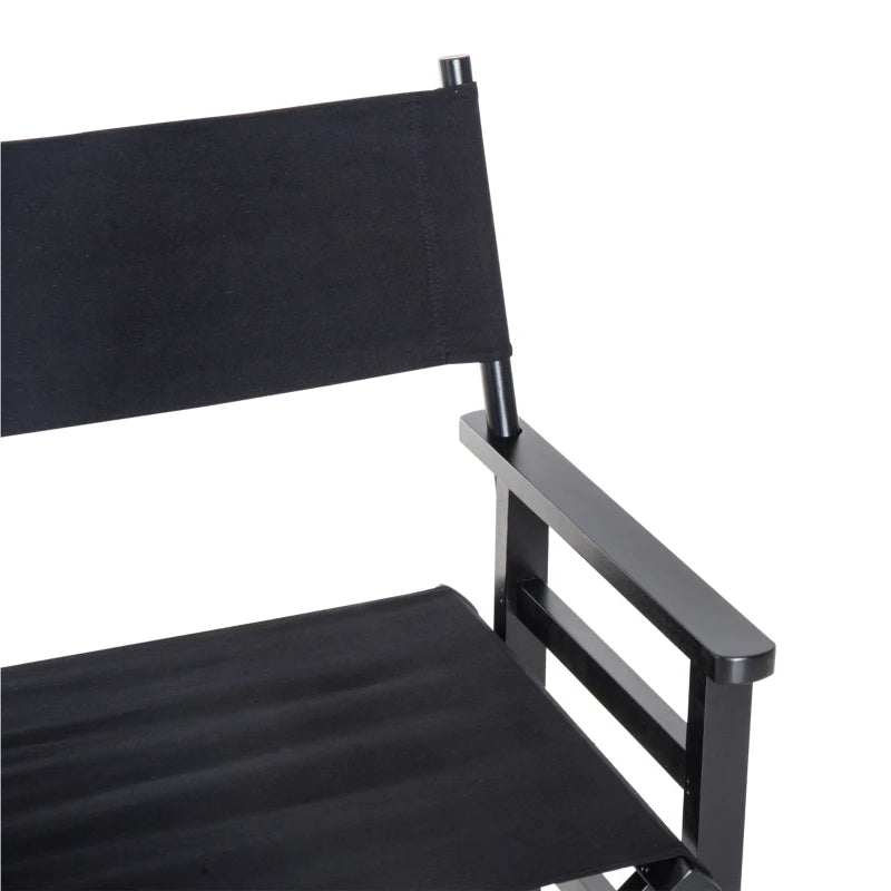 Black Folding Directors Chair with Beech Wooden Frame