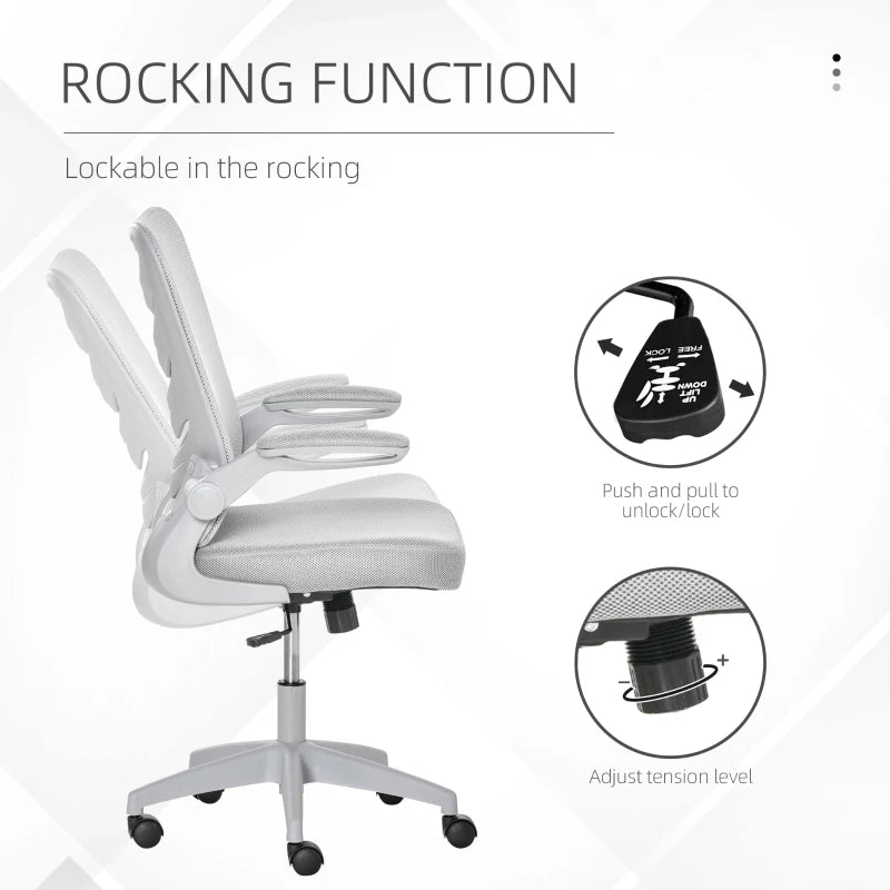 Grey Mesh Office Chair with Lumbar Support & Adjustable Height