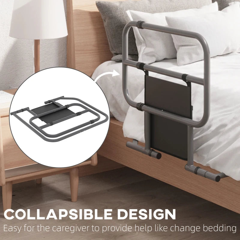 Black Folding Bed Assist Rail with Storage Pocket for Elderly and Disabled